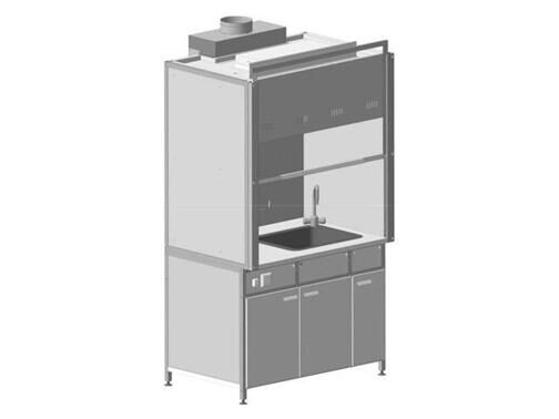 Шкаф вытяжной с мойкой из СП и смесителем1200х900х2145 мм, раб. поверхность - LABGRADE